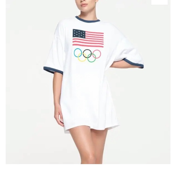 SKIMS Dresses & Skirts - SKIMS for Team USA Cotton Rib Olympic T-Shirt Mini Dress.